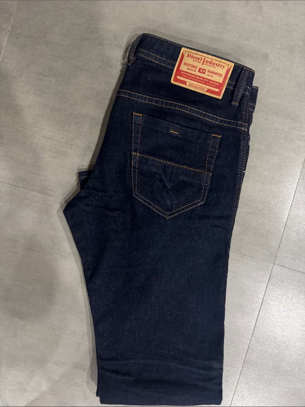 Diesel Slim Straight Jeans in Dark Blue with Contrast Stitching